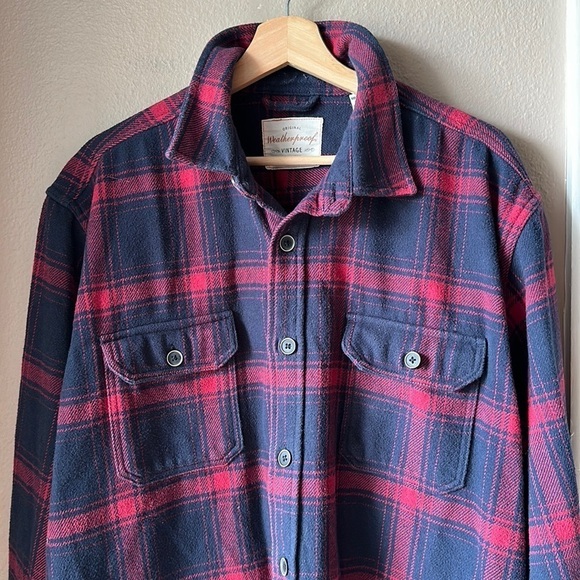 WEATHERPROOF Heavy Duty Plaid Long Sleeve Button Down Shacket - Picture 1 of 8